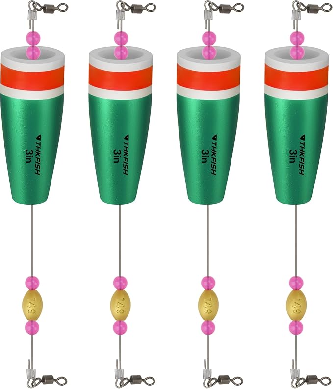 THKFISH Fishing Floats Bobbers Fishing Popping Cork Trout Float Rig Weighted Popping Floats Cork Trout Floats for Fishing Saltwater 4PCS
