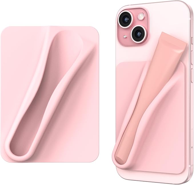 DOB SECHS Silicone Lip Holder for Cell Phone Lipstick Lip Glaze Phone Case Adhesive Back Stick On Holder for iPhone and Android Phones, Pink
