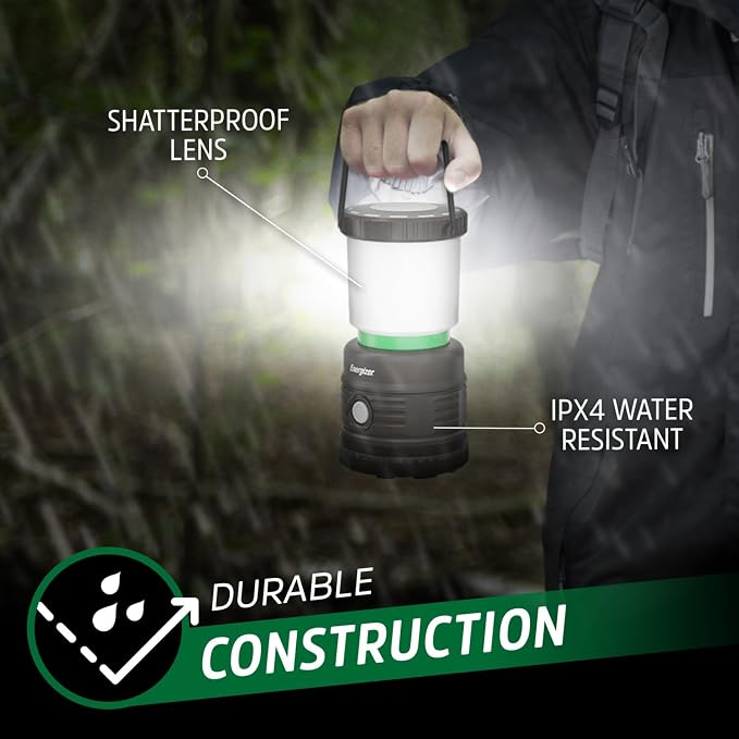 Energizer LED Camping Lantern X1000, Bright and Rugged Tent Light, Water-Resistant Rechargeable Lantern for Camping, Hiking, Fishing, Emergency, Portable Light (USB Cable Included)