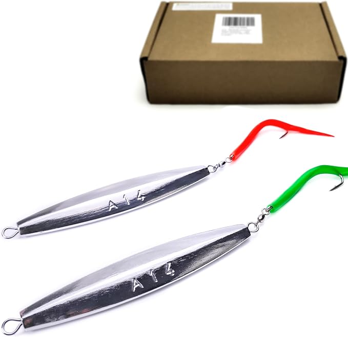 Diamond Jigs Saltwater Fishing Lures, 1-16oz Flat Metal Jigging Spoon Baits for Surf Fishing Bottom Bouncing Sinking Casting, Vertical Ocean Lures for Bluefish Striper Tuna Salmon Freshwater