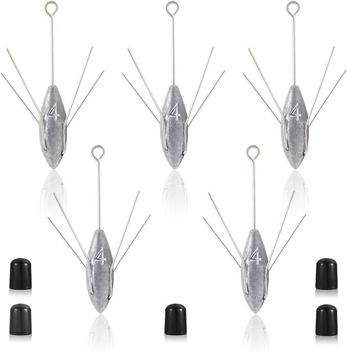 3 Pcs Sputnik Sinker Long Tail Fishing Weight Equipment, Saltwater Surf Casting Catfish Sinkers, Beach Sea Ocean Sand Fishing Spider Sinker(Silver)