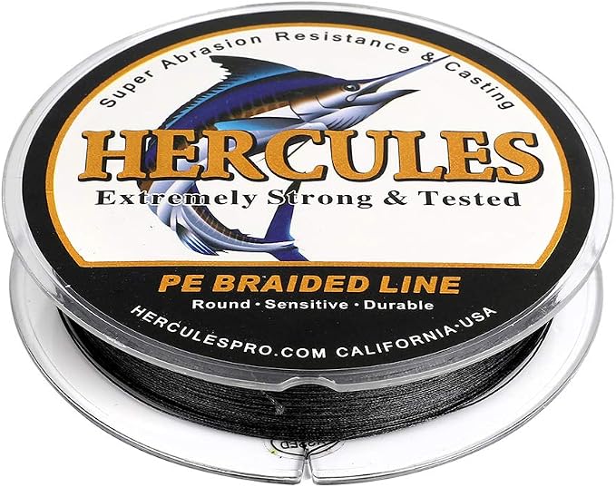 HERCULES Cost-Effective Super Cast 8 Strands Braided Fishing Line 10LB to 300LB Test for Salt-Water,109/328/547/1094 Yards(100M/300M/500M/1000M),Diam.#0.12MM-1.2MM,Hi-Grade Performance,Variety Colors