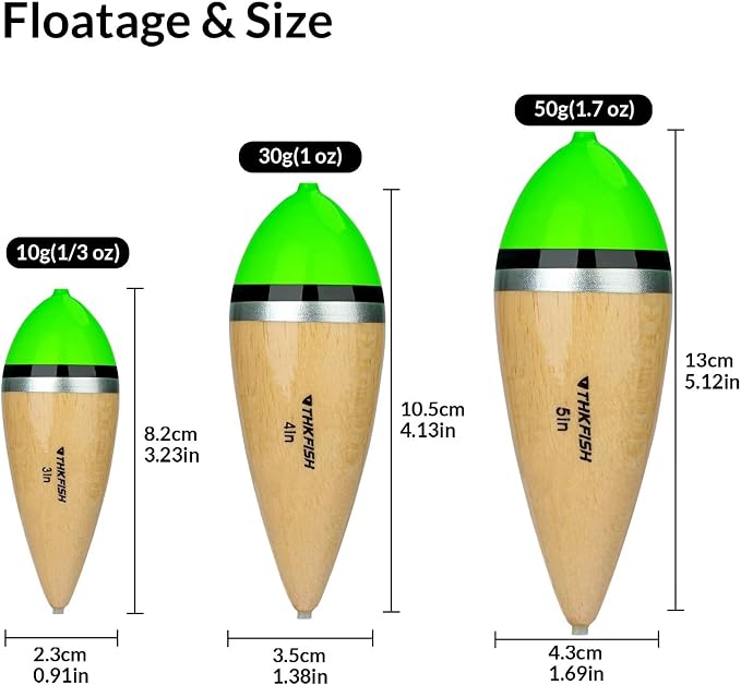 THKFISH Fishing Bobbers Slip Bobbers for Fishing Floats Bobbers for Fishing Balsa Bobbers for Steelhead Fish Float Rigs Freshwater Saltwater Floatage
