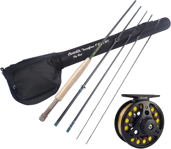 Aventik Troutflow Fly Fishing Rod and Reel Combo, 9FT 5wt 8wt, Japan Toray 46T Carbon Fast Action 4-Piece Fly Rod Kit with SADC Pre-Spooled Reel & Case