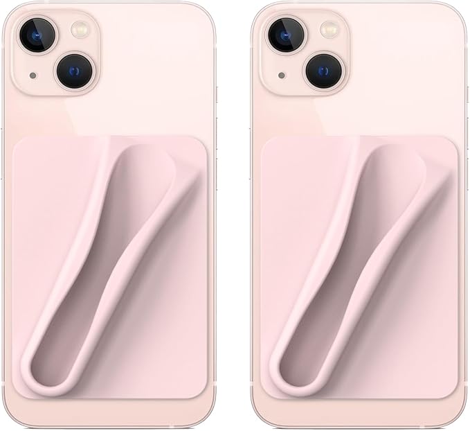 DOB SECHS 2PCS Silicone Lip Holder for Cell Phone Lipstick Lip Glaze Phone Case Back Stick On Holder for iPhone and Android Phones, Pink+Pink