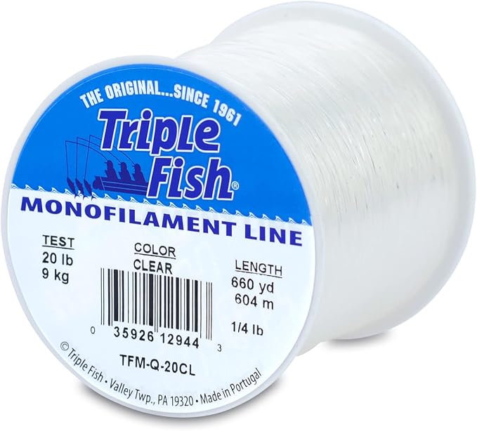 Triple Fish Monofilament Fishing Line - Strong Clear Pink Camo Color for Trolling, Bottom Fishing, Casting Main Line Catfish, Bass