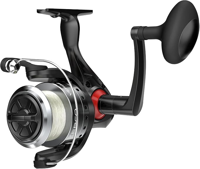 Zebco Verge Spinning Fishing Reel, Right or Left-Hand Retrieve, Pre-Spooled with Zebco Fishing Line, All-Metal Gears, TRU Balance Rotor, Black
