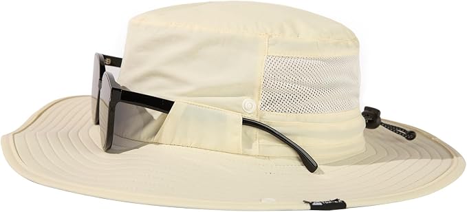 TOP-EX Men's Wide Brim Sun Hat UPF 50+ Waterproof, Packable Breathable Mesh Boonie Bucket Cap for Hiking Fishing Safari