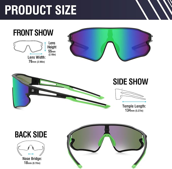 DUCO Polarized Sports Sunglasses for Men Women: UV400 Protection 24g Wrap Around Glasses for Baseball Running Hiking DC0023