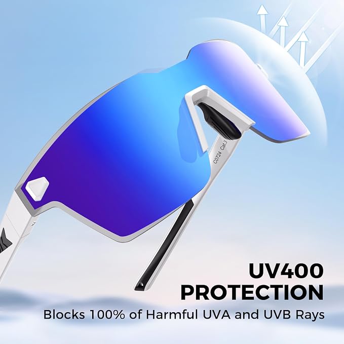 KastKing Tarkio Polarized Fishing Sunglasses, Large Single PC Lenses, Rimless Wrap Design, UV400 Protection Sports Sunglasses