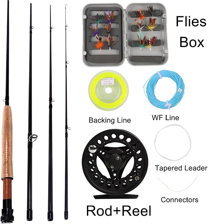 Sougayilang Saltwater Freshwater Fly Fishing Rod with Reel Combo Kit