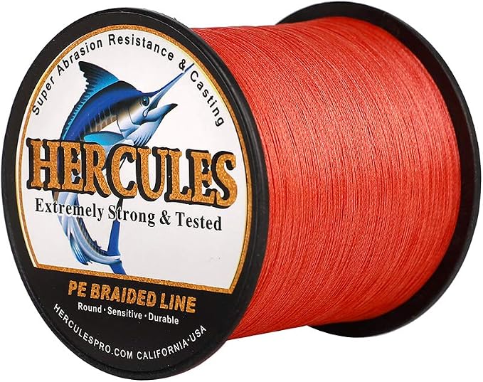 HERCULES Cost-Effective Super Cast 8 Strands Braided Fishing Line 10LB to 300LB Test for Salt-Water,109/328/547/1094 Yards(100M/300M/500M/1000M),Diam.#0.12MM-1.2MM,Hi-Grade Performance,Variety Colors