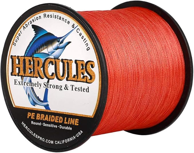 HERCULES Cost-Effective Super Cast 8 Strands Braided Fishing Line 10LB to 300LB Test for Salt-Water,109/328/547/1094 Yards(100M/300M/500M/1000M),Diam.#0.12MM-1.2MM,Hi-Grade Performance,Variety Colors