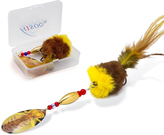 Pike Musky Walleye Fishing Lure Spinnerbait with Feathered Hooks Rooster Tail Fishing Lures Spoon Lures Baits with Tackle Box