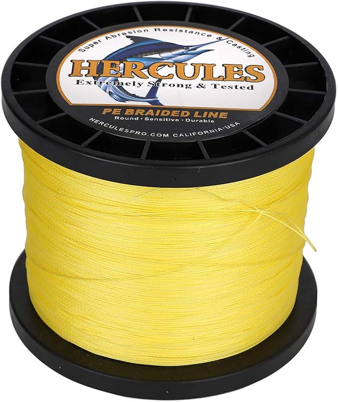 HERCULES Cost-Effective Super Cast 8 Strands Braided Fishing Line 10LB to 300LB Test for Salt-Water,109/328/547/1094 Yards(100M/300M/500M/1000M),Diam.#0.12MM-1.2MM,Hi-Grade Performance,Variety Colors