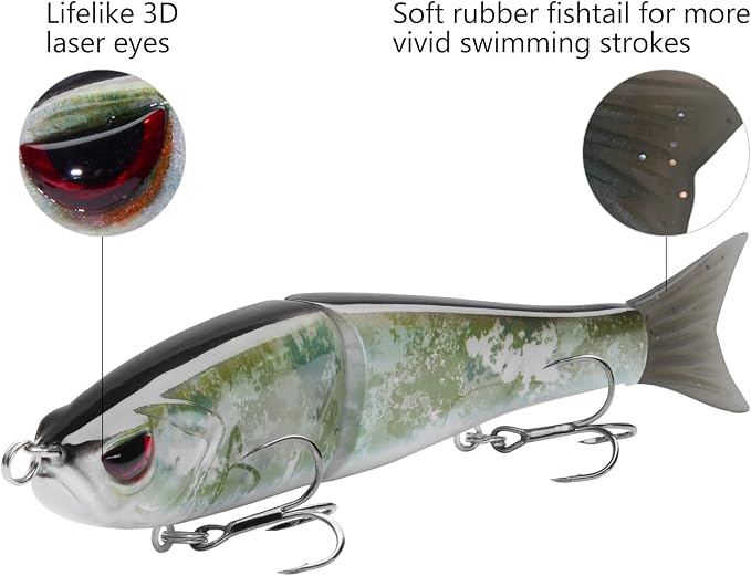 Bassdash SwimShad Glide Baits Jointed Swimbait Bass Pike Salmon Trout Muskie Fishing Lure