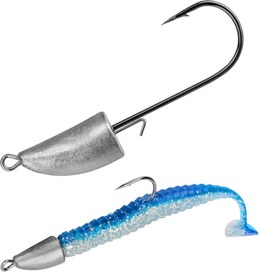 THKFISH Weedless Swimbait Jig Heads for Bass Fishing, Weighted Texas Rig Hook Fishing Hooks Saltwater Freshwater 1/8 oz, 1/6 oz, 1/4 oz, 3/8 oz, 1/2 oz,3/4 oz