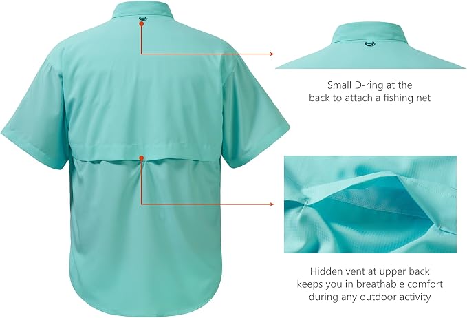 Bassdash UPF 50 Men’s Fishing Dress Shirt Button Down Woven Short Sleeve Outdoor