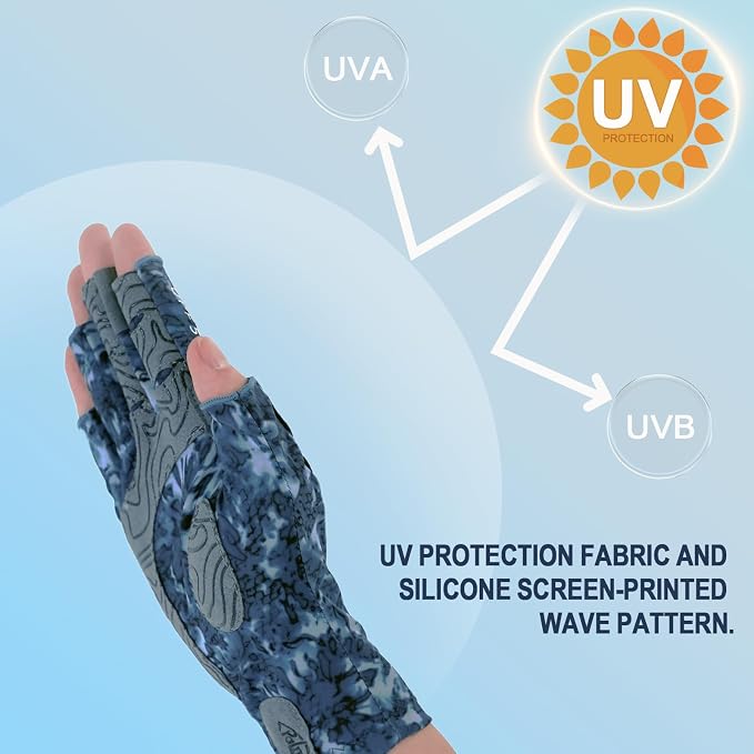 Palmyth UV Protection Fishing Fingerless Gloves UPF50+ Sun Gloves Men Women for Kayaking, Hiking, Paddling, Driving, Canoeing, Rowing
