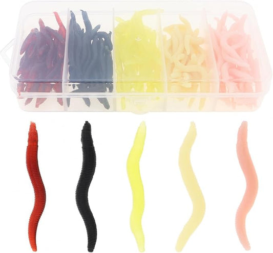 150pcs Soft Fishing Lures Baits, Trout Worm Earthworm Bait Lifelike Fake Worm, Plastic Lifelike Fake Earthworm (1.57 inch)