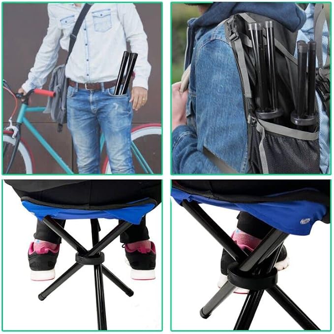 Folding Camping Stool Portable Outdoor Chair Use Height 14 inchs Fishing Chair Seat for Camping Fishing Hiking Gardening and Beach Maximum Weight Capacity 300 lbs (Blue)