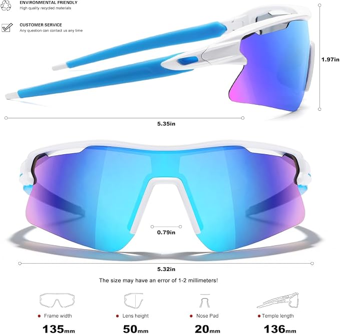 SEKKAF Polarized Sports Sunglasses for Men Women and Youth, UV400 Protection Ideal for Cycling Baseball Fishing Golf Running