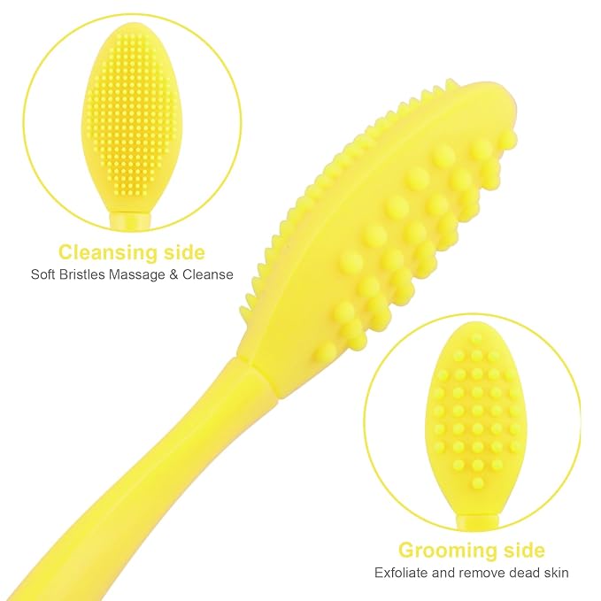 Lip Scrub Brush,Double-Sided Silicone Exfoliating Lip Brush Tool for Smoother and Fuller Lip Appearance,Yellow,2pcs