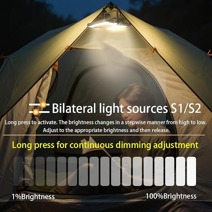 Collapsible Portable Ultra Bright LED Camping Lantern 1500 Lumens USB-C Rechargeable Tent Light 5 Modes 3 Light Sources for Power Outages Camping Hiking Emergency Work Lights