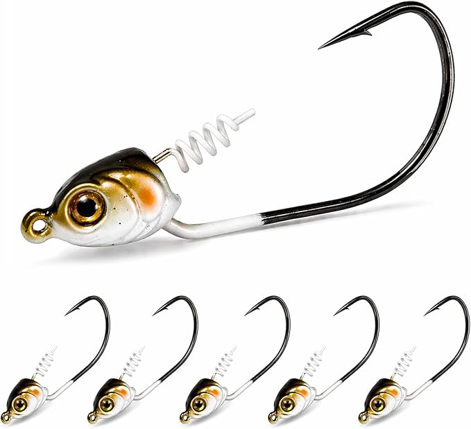 Swimbait Jig Heads for Bass Fishing, Weighted Jig Hooks for Paddle Tail Soft Plastic Lures, 3/16oz 1/4oz 3/8oz 1/2oz High Carbon Steel, Freshwater Saltwater Fishing
