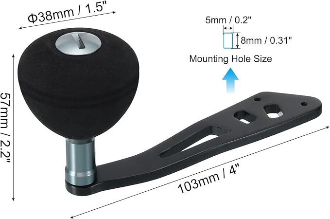 PATIKIL Baitcasting Power Handle Metal Fishing Reel Handle EVA Knob Grip Replacement Parts for Rocker Arm Accessories