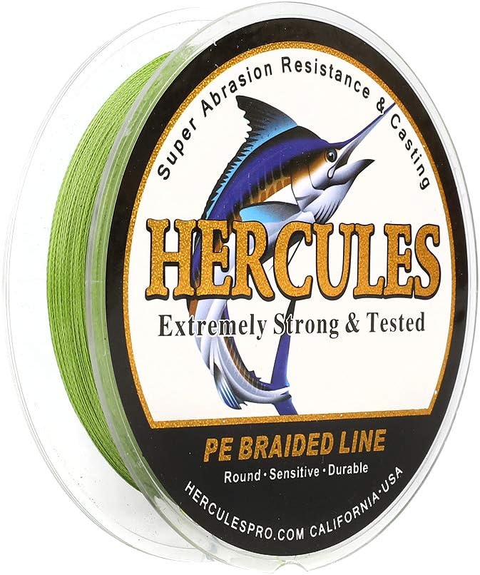 HERCULES Cost-Effective Super Strong 4 Strands Braided Fishing Line 6LB to 100LB Test for Salt-Water, 109/328 / 547/1094 Yards (100M / 300M / 500M / 1000M), Diam# 0.08MM - 0.55MM, Hi-Grade