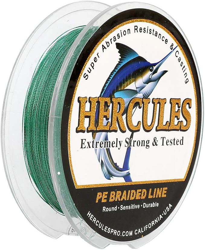 HERCULES Cost-Effective Super Strong 4 Strands Braided Fishing Line 6LB to 100LB Test for Salt-Water, 109/328 / 547/1094 Yards (100M / 300M / 500M / 1000M), Diam# 0.08MM - 0.55MM, Hi-Grade