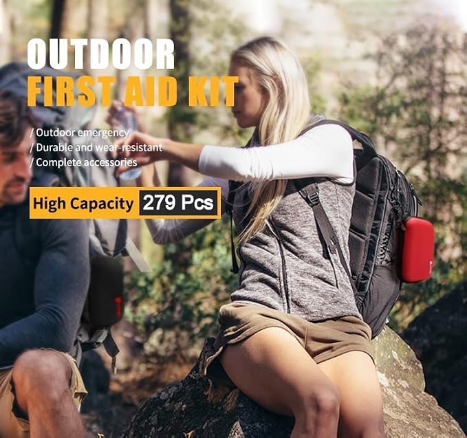 Galaxy 279 Pcs First Aid Kits for Survival Emergency Trauma Sport Medical Hunting Camping Hiking Outdoor IFAK EMT Bag (____279 Pcs Red First Aid Kits)