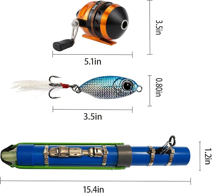 Fishing Catapult Rod, Portable Catapult Fishing Pole with Reel & Metal Lure, Complete Casting Kit with 2 Latex Tubes & Carry Bag for Saltwater and Freshwater Fishing Gear