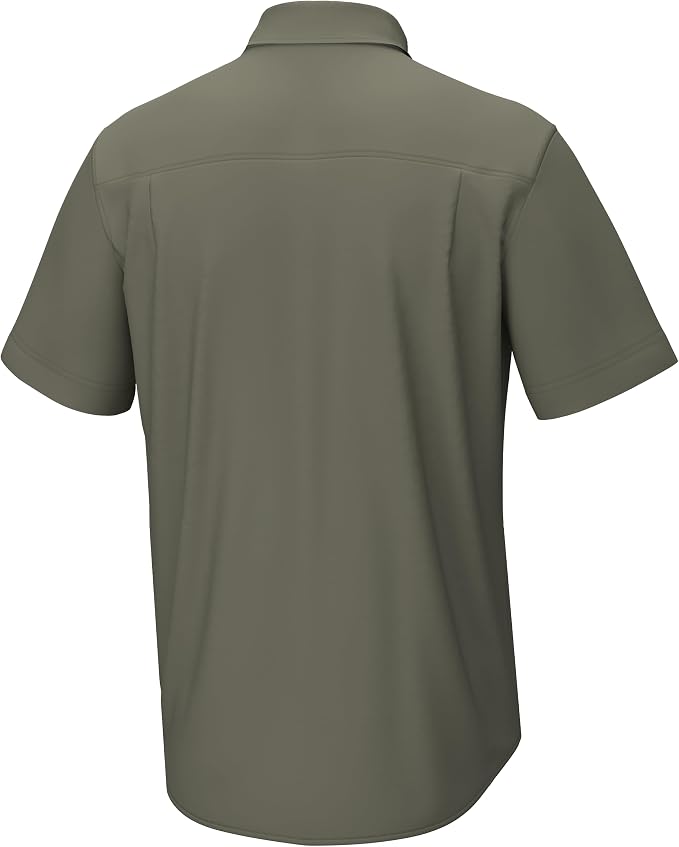 HUK Mens Kona Solid Short Sleeve Fishing Button Down Shirt for Men, Fresh Salmon, 3X-Large