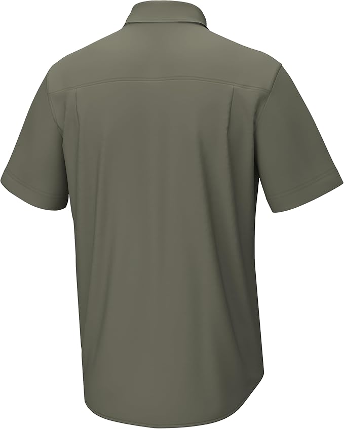 HUK Mens Kona Solid Short Sleeve Fishing Button Down Shirt for Men, Fresh Salmon, 3X-Large