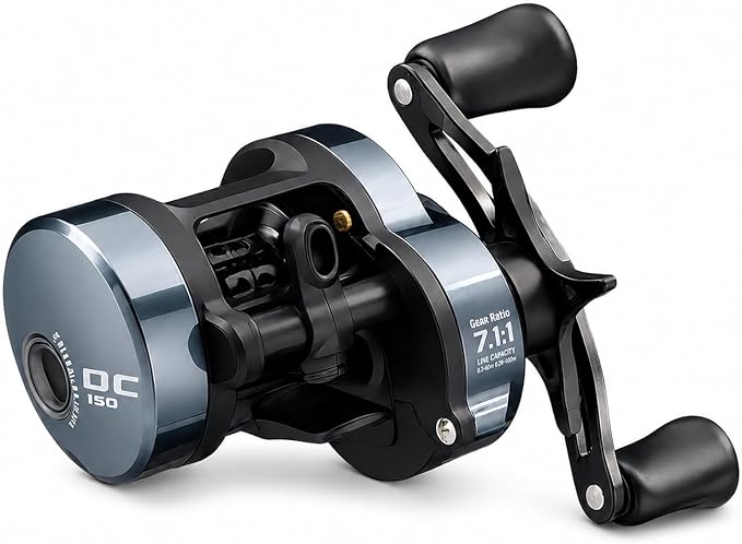 Round DC Baitcasting Reel, Digital Control Anti-Backlash with Signature DC Sound, 7.1:1 Gear Ratio, 17.6LB Drag for Bass Freshwater
