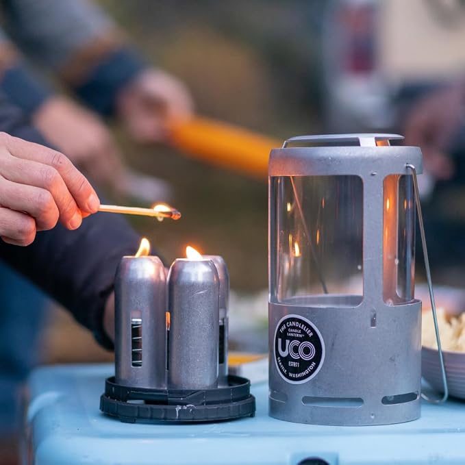 UCO Candlelier Candle Lantern, Candle Lanterns for Real Candles, Perfect Outdoor Gear for Camping or for Power Outages, Includes 3 Long Burning Candles
