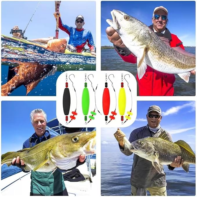 Catfish Float Rigs：Santee Rig Catfish Bait Floats Kit with Rattles & Noise - 8/0 Stainless Hooks for Monster Fish - Durable EVA Bobbers for Boat or Shore Fishing - Catfish Angler's Gift