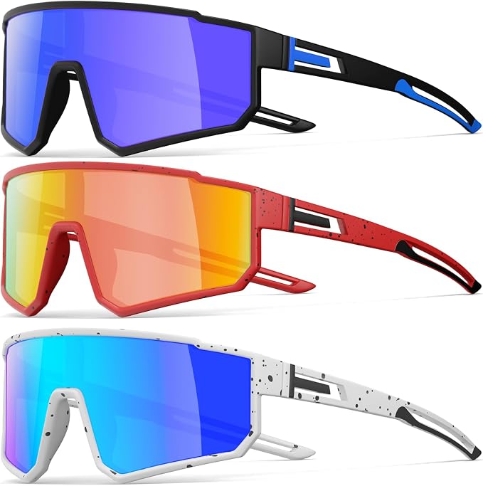 3 Pack Polarized Running Sunglasses for Women Mens Sunglasses UV Protection for Cycling Baseball Fishing
