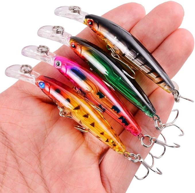 Aorace Fishing Lures Kit Mixed Including Minnow Popper Crank Baits with Hooks for Saltwater Freshwater Trout Bass Salmon Fishing