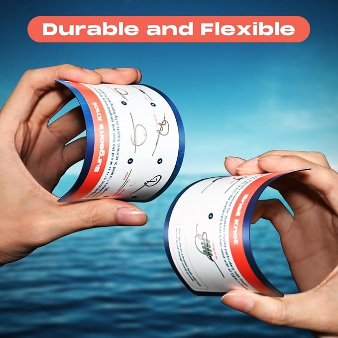 HOOK-EZE Fishing Knot Tying Cards, Waterproof Pocket Guide to 12 Essential Knots with Zinger Retractor, Fishing Gifts Gear Accessories for Men & Cool Gadgets Stuff Suppliers Tool for Beginner