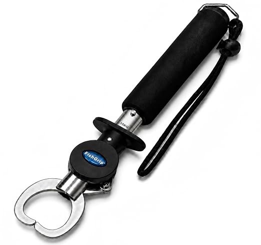 Multifunctional Fishing Scale Fish Lip Gripper with Ruler, 33 lb Portable Fish Grabber Tool with Non-Slip Handle and Wrist Strap for Freshwater Saltwater Fishing