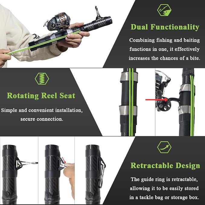 SUFFUSE Fishing Catapult Rod, Portable Carbon Fiber Fishing Poles and Reels Combo for Projecting Lures, Compact Freshwater and Saltwater Fishing Gear for Anglers Traveling