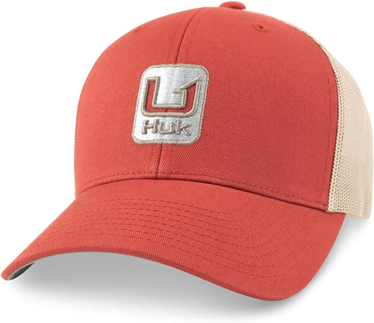 HUK Men's Trucker Hat, Anti-Glare Snapback Fishing Hat for Men