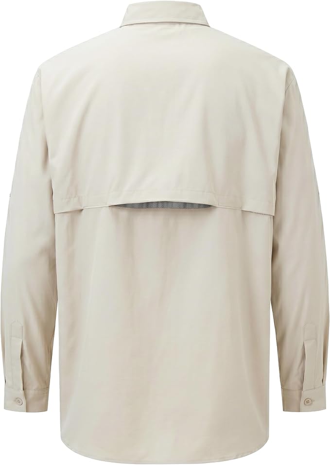 Men's Long Sleeve Fishing Shirts UPF 50+ Sun Protection Quick Dry Shirts Button Down Shirt for Hiking Camping