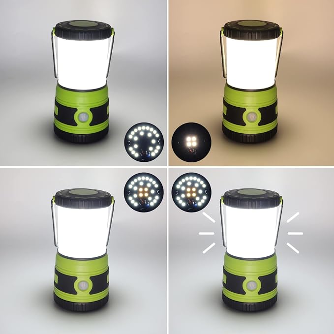 LED Camping lamp Super Bright 1500 lumens 4 Light Modes Dimmable searchlight Battery-Powered Emergency lamp Suitable for Night Hiking Tent Lighting Emergencies Power outages (Green X2)