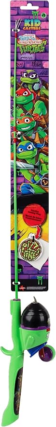 Kid Casters Licensed Youth Fishing Poles | Spincast Reel & Practice Casting Plug | Small & Easy to Use (Pre-spooled with a 6-Pound Fishing line), 29.5 Inches Long - Minecraft, Paw Patrol, TMNT