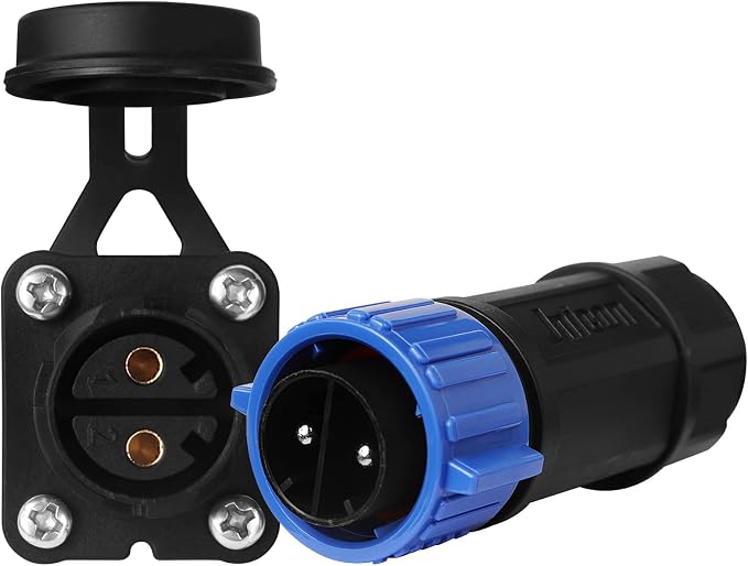Trolling Motor Plug Receptacle Set, 12V/24V/ 36V/48V Plug for Trolling Motor/Down Rigger/Fishing Reel,Waterproof Marine Boat DC Power Connector
