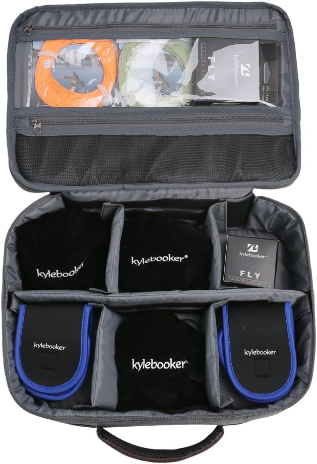 Kylebooker Fishing Reel Case – Travel Storage Bag with Adjustable Compartments for Fly Reels, Spinning Reels, Baitcasting Reel & Fishing Gear